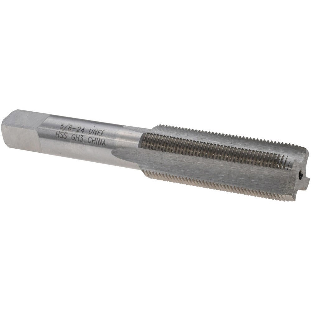 Straight Flute Tap: 5/8-24 UNEF, 4 Flutes, Plug, High Speed Steel, Bright/Uncoated