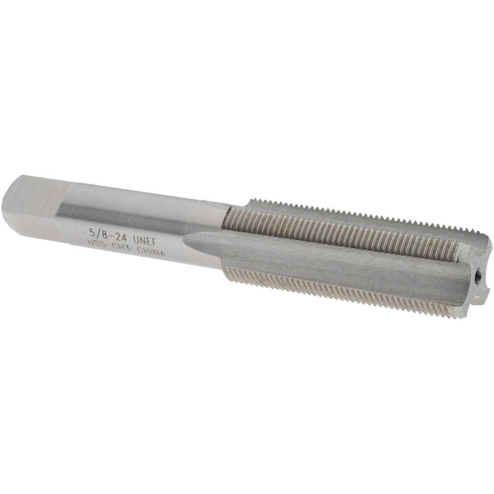 Straight Flute Tap: 5/8-24 UNEF, 4 Flutes, Bottoming, High Speed Steel, Bright/Uncoated
