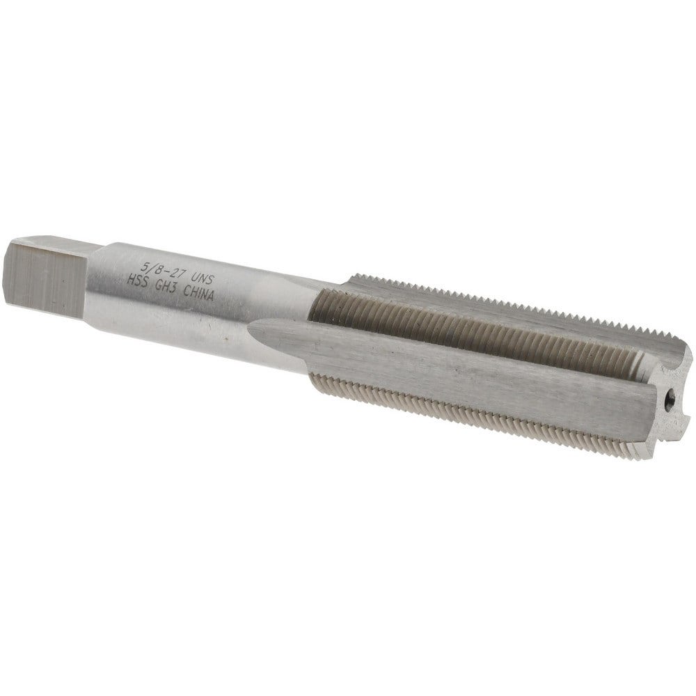 Straight Flute Tap: 5/8-27 UNS, 4 Flutes, Bottoming, 3B Class of Fit, High Speed Steel, Bright/Uncoated