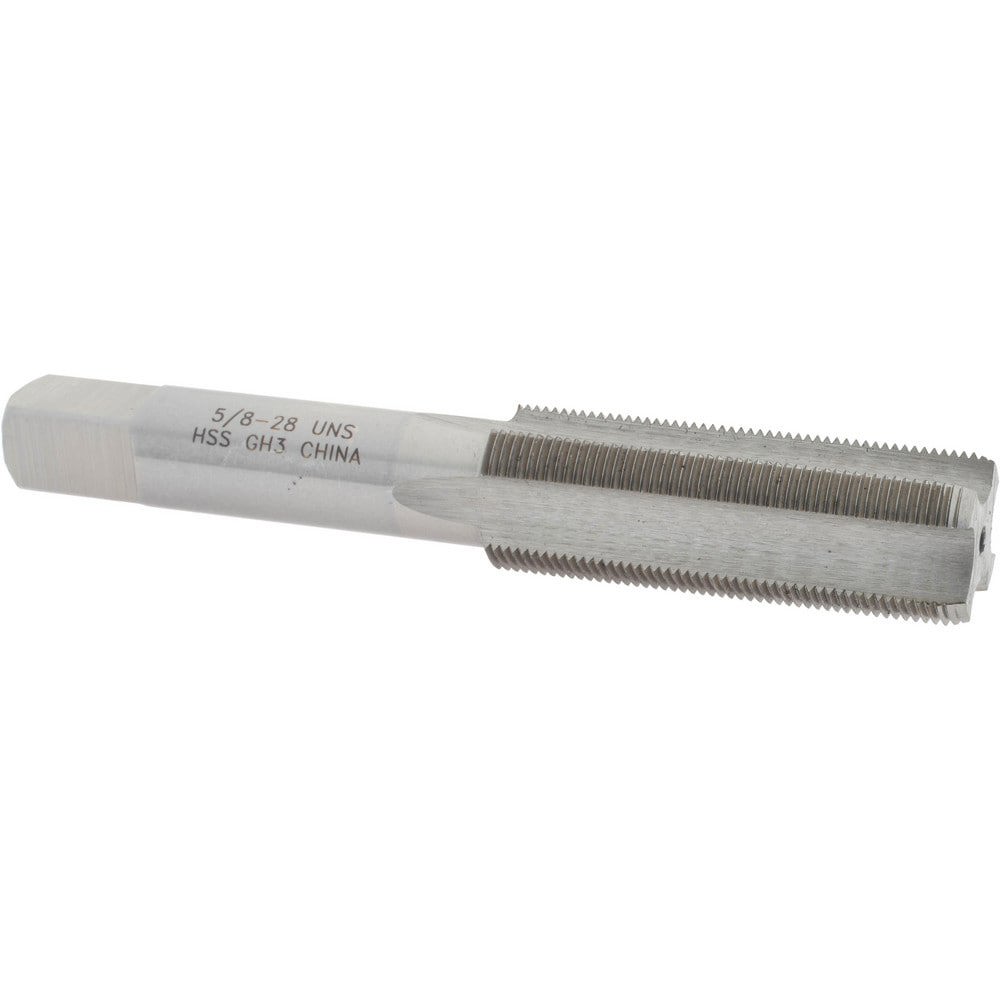 Straight Flute Tap: 5/8-28 UNS, 4 Flutes, Bottoming, 3B Class of Fit, High Speed Steel, Bright/Uncoated