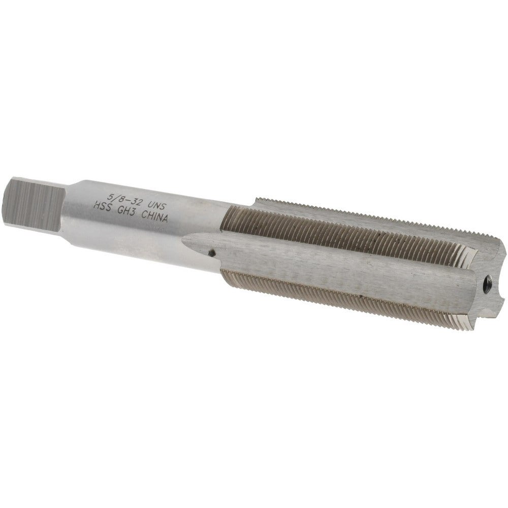 Straight Flute Tap: 5/8-32 UNS, 4 Flutes, Plug, 3B Class of Fit, High Speed Steel, Bright/Uncoated