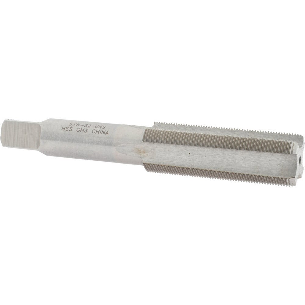 Straight Flute Tap: 5/8-32 UNS, 4 Flutes, Bottoming, 3B Class of Fit, High Speed Steel, Bright/Uncoated