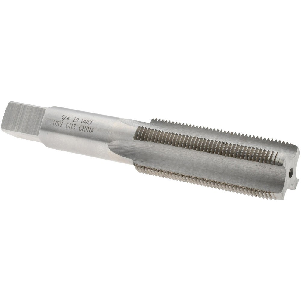 Straight Flute Tap: 3/4-20 UNEF, 4 Flutes, Plug, High Speed Steel, Bright/Uncoated