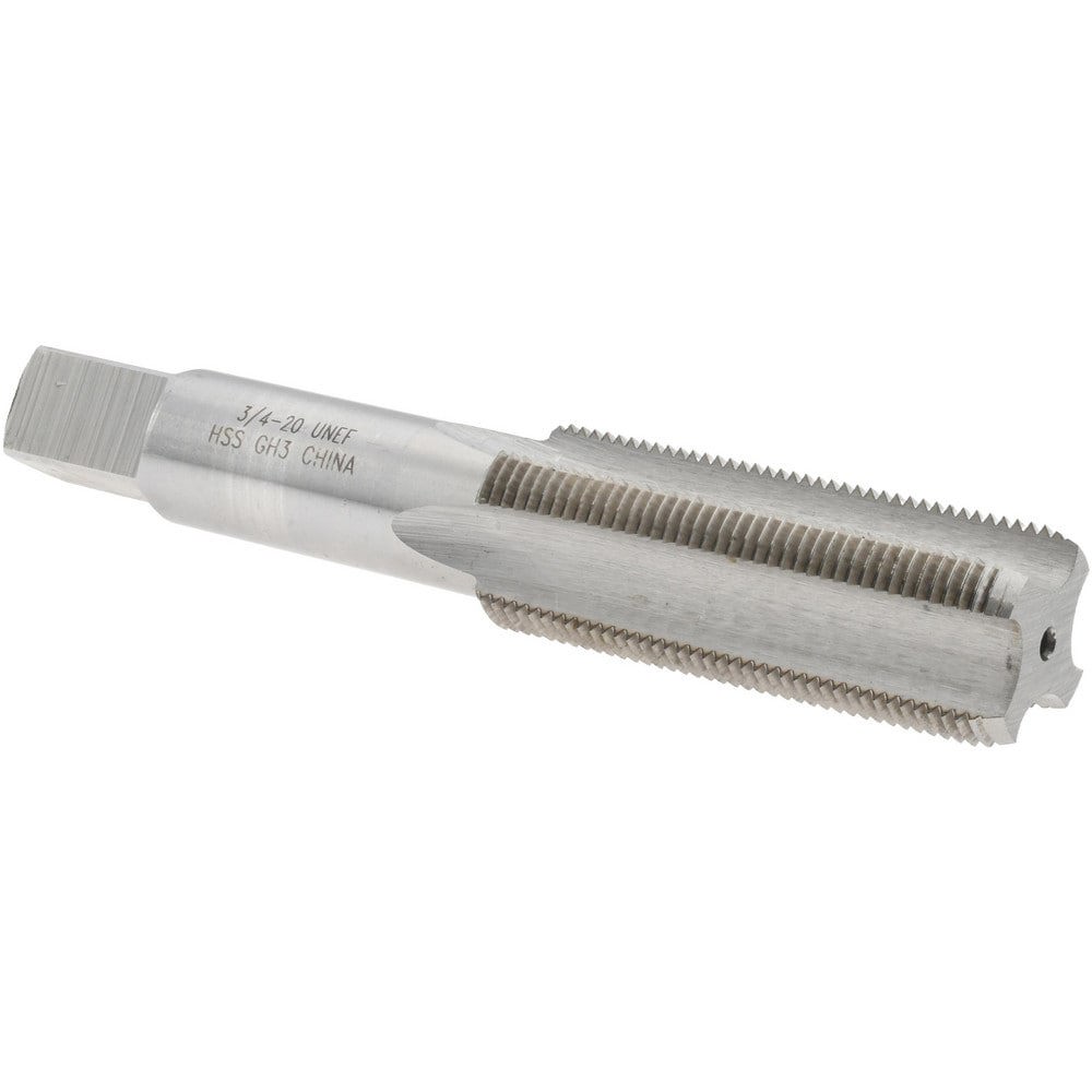 Straight Flute Tap: 3/4-20 UNEF, 4 Flutes, Bottoming, High Speed Steel, Bright/Uncoated