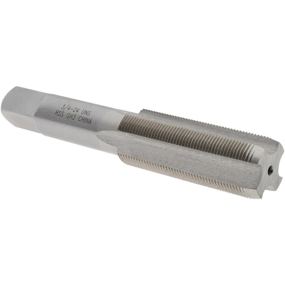 Straight Flute Tap: 3/4-24 UNS, 4 Flutes, Plug, 3B Class of Fit, High Speed Steel, Bright/Uncoated