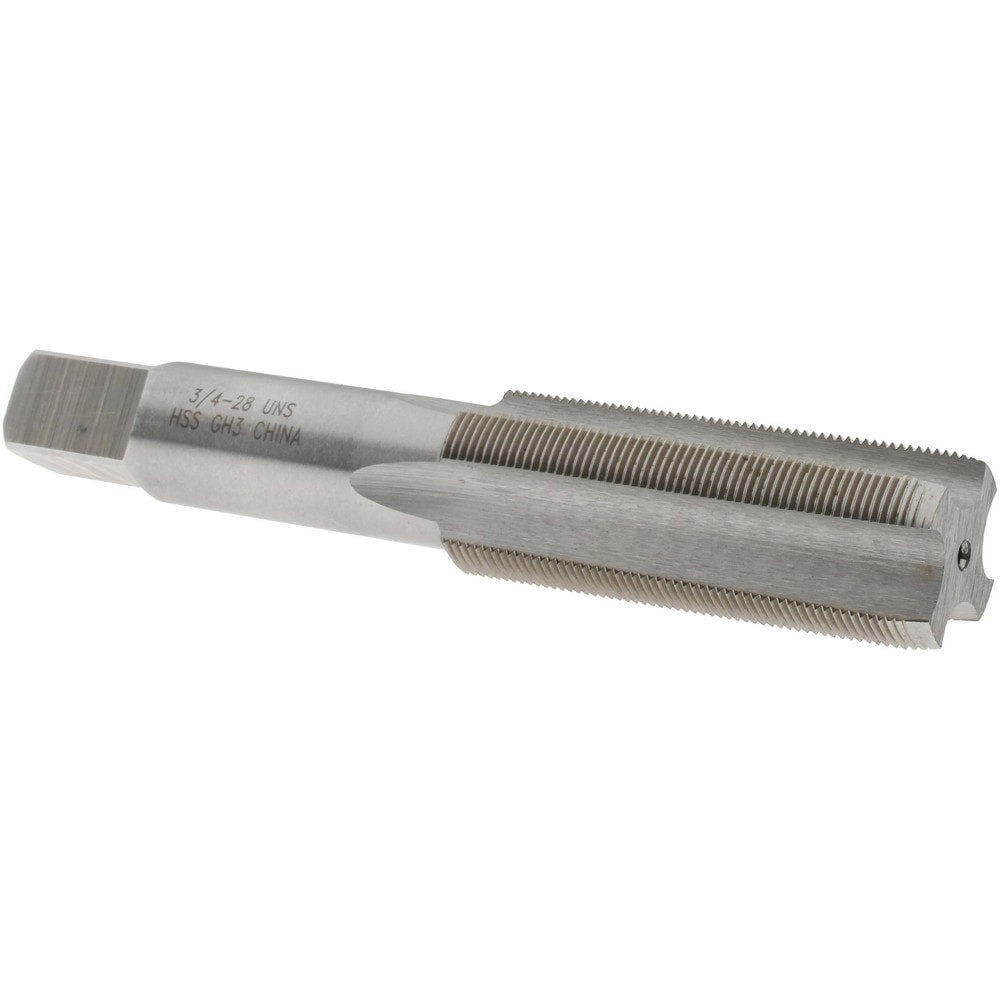 Straight Flute Tap: 3/4-28 UNS, 4 Flutes, Plug, 3B Class of Fit, High Speed Steel, Bright/Uncoated