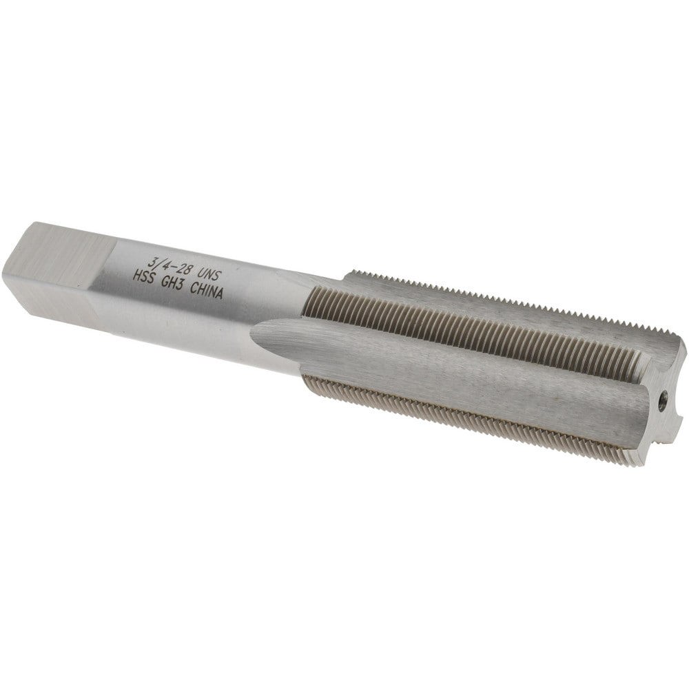 Straight Flute Tap: 3/4-28 UNS, 4 Flutes, Bottoming, 3B Class of Fit, High Speed Steel, Bright/Uncoated