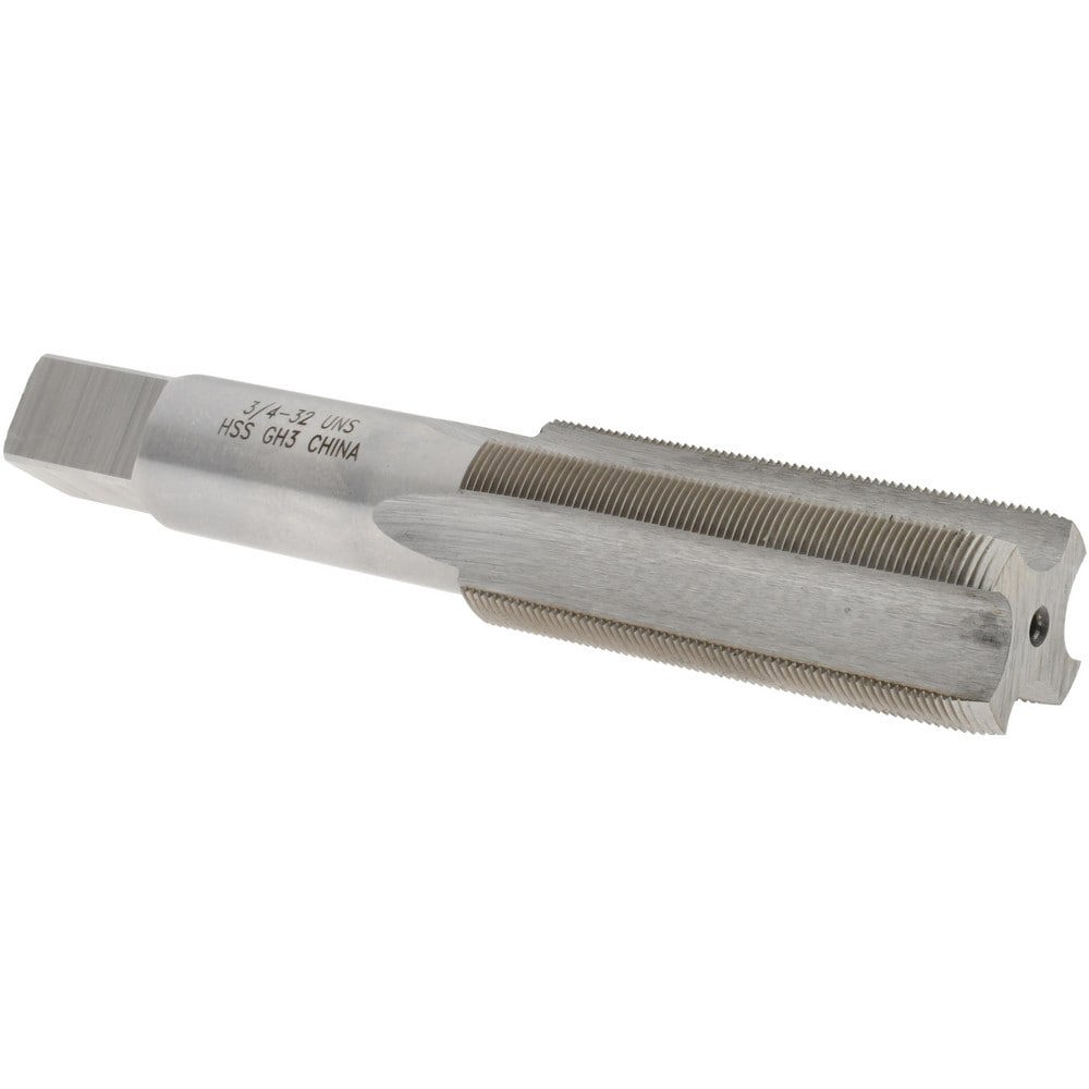 Straight Flute Tap: 3/4-32 UNS, 4 Flutes, Plug, 3B Class of Fit, High Speed Steel, Bright/Uncoated