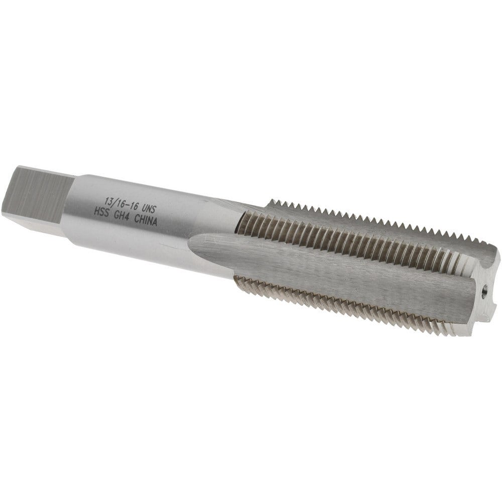 Straight Flute Tap: 13/16-16 UNS, 4 Flutes, Plug, 3B Class of Fit, High Speed Steel, Bright/Uncoated