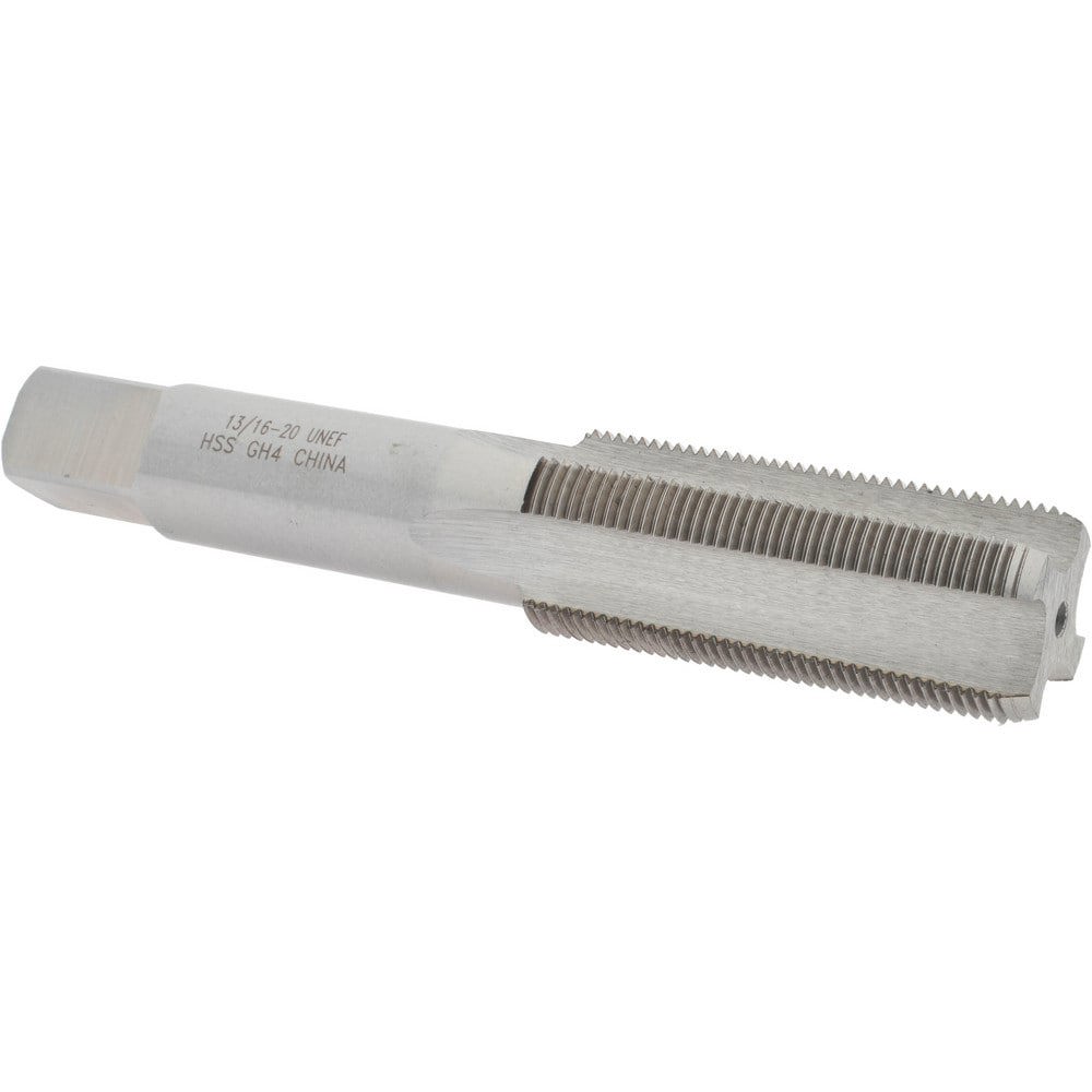 Straight Flute Tap: 13/16-20 UNEF, 4 Flutes, Bottoming, 3B Class of Fit, High Speed Steel, Bright/Uncoated