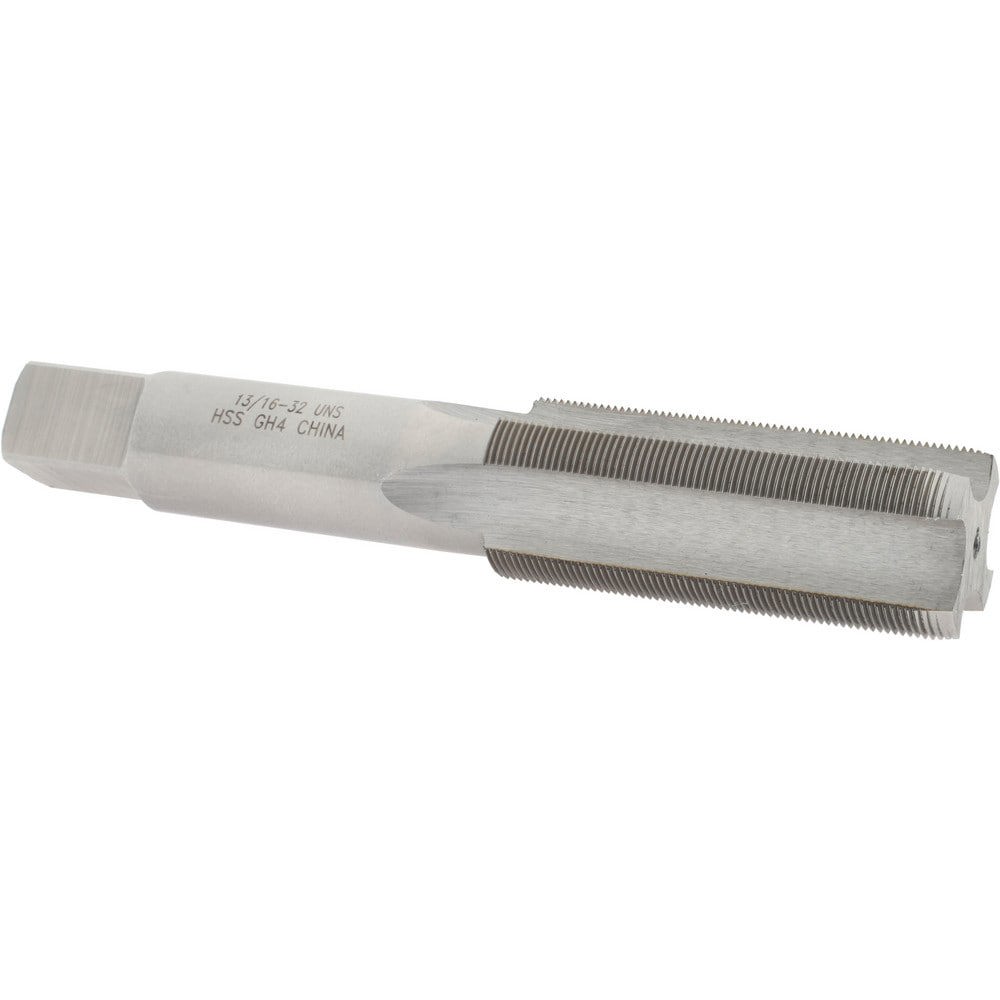 Straight Flute Tap: 13/16-32 UNS, 4 Flutes, Plug, 3B Class of Fit, High Speed Steel, Bright/Uncoated