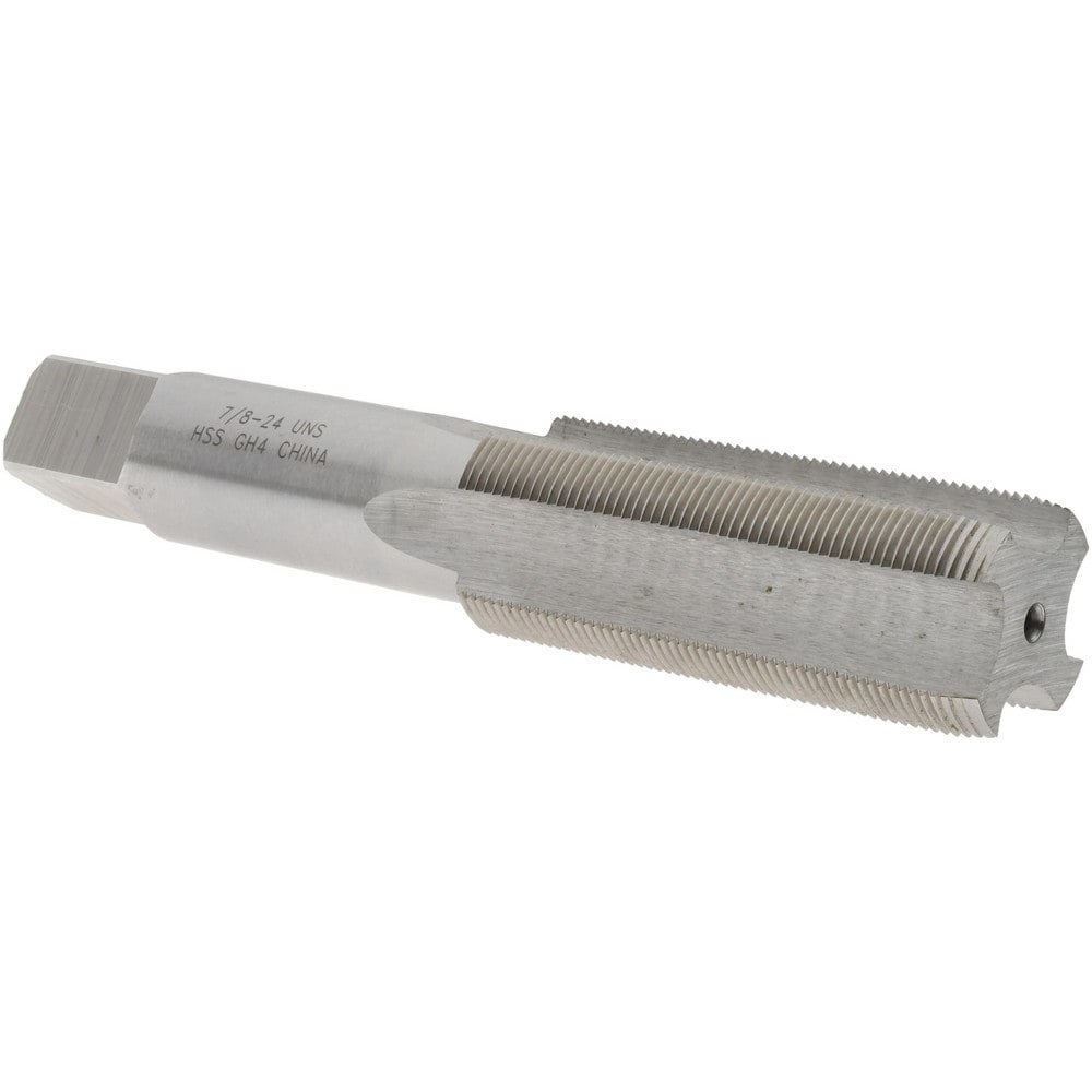 Straight Flute Tap: 7/8-24 UNS, 4 Flutes, Plug, 3B Class of Fit, High Speed Steel, Bright/Uncoated