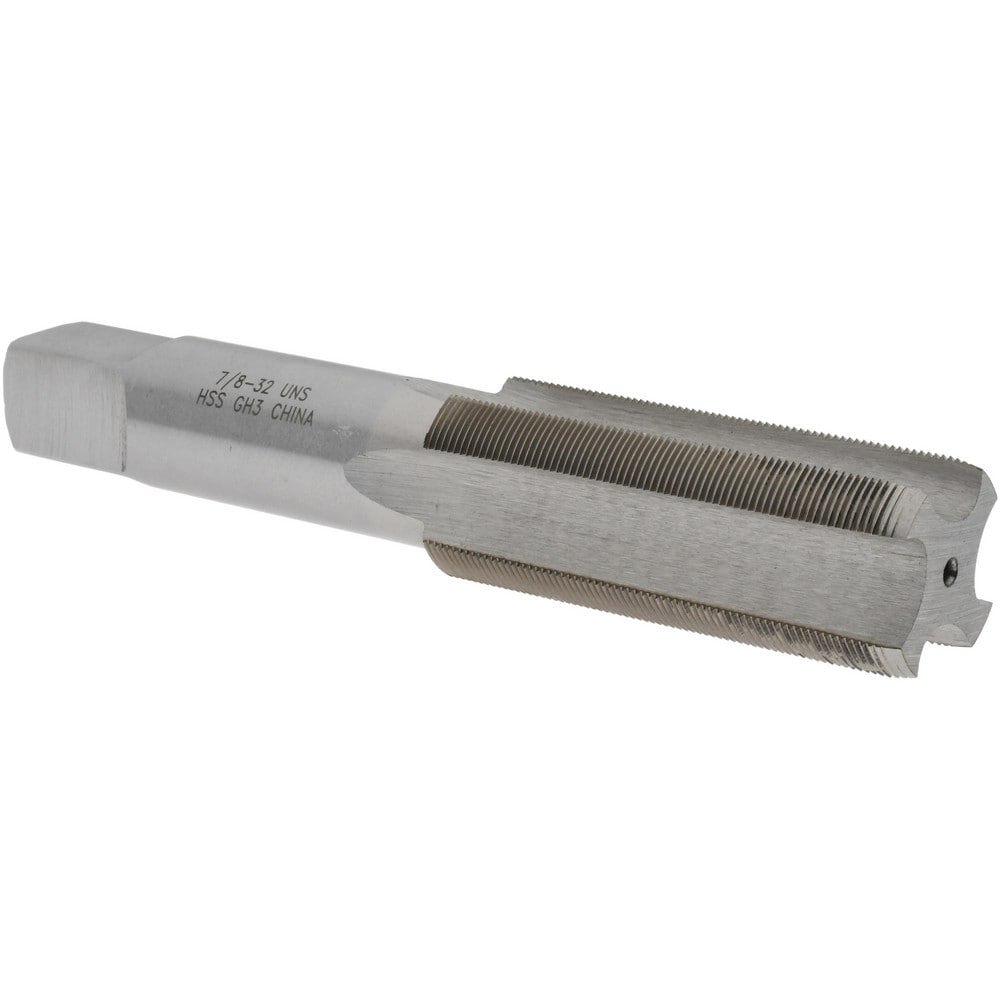 Straight Flute Tap: 7/8-32 UNS, 4 Flutes, Plug, 3B Class of Fit, High Speed Steel, Bright/Uncoated
