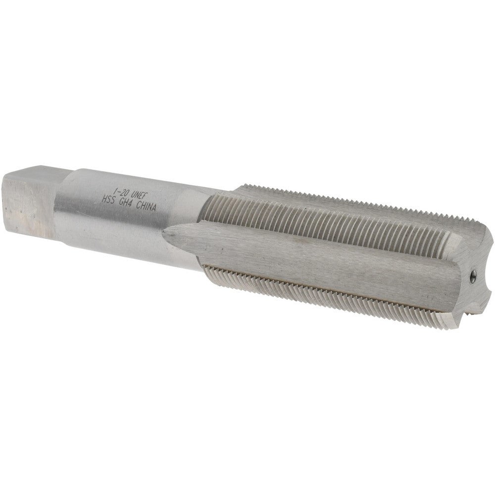 Straight Flute Tap: 1-20 UNEF, 4 Flutes, Bottoming, 3B Class of Fit, High Speed Steel, Bright/Uncoated