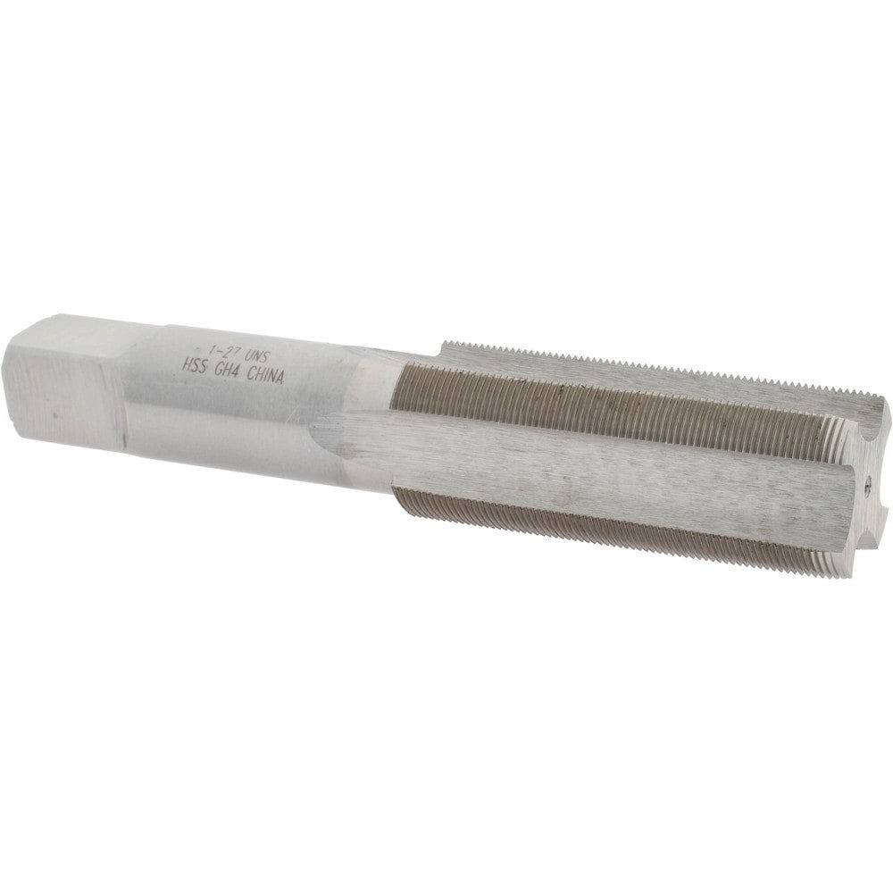 Straight Flute Tap: 1-27 UNS, 4 Flutes, Plug, 3B Class of Fit, High Speed Steel, Bright/Uncoated