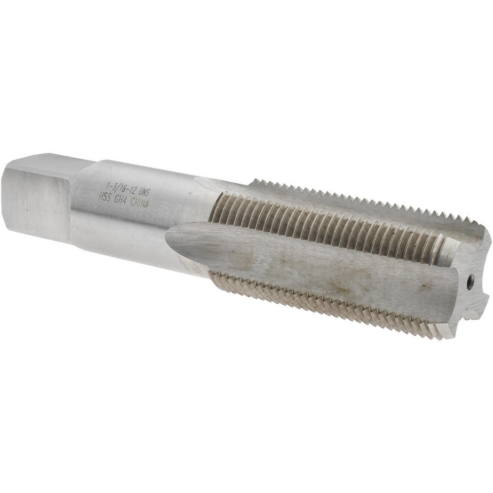 Straight Flute Tap: 1-3/16-12 UNS, 4 Flutes, Bottoming, High Speed Steel, Bright/Uncoated