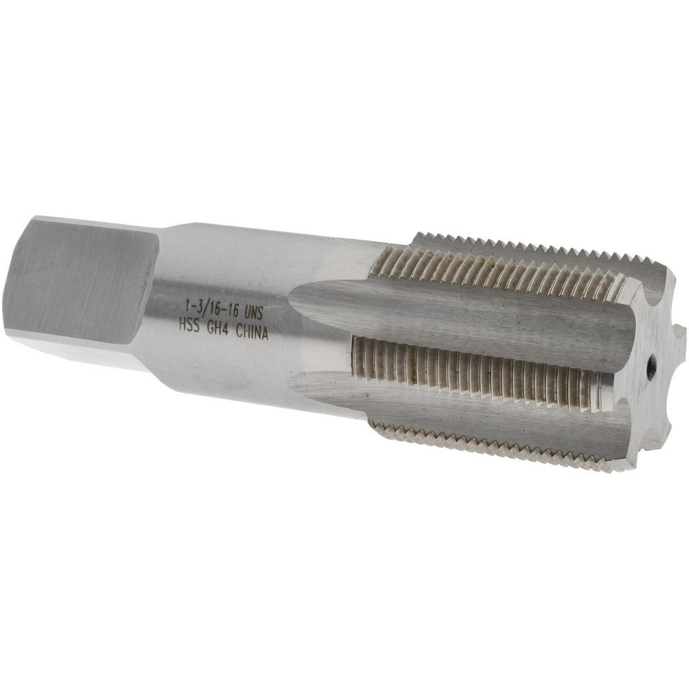 Straight Flute Tap: 1-3/16-16 UNS, 6 Flutes, Bottoming, 3B Class of Fit, High Speed Steel, Bright/Uncoated