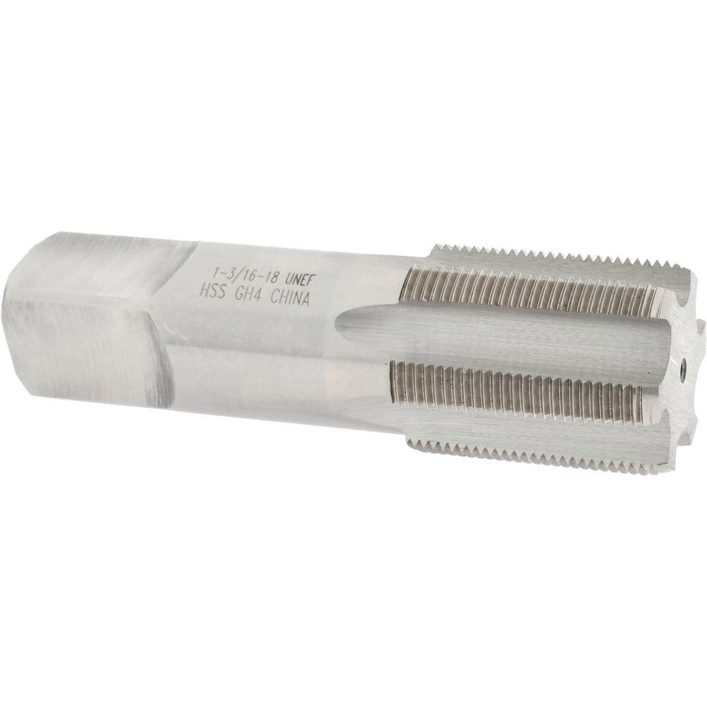 Straight Flute Tap: 1-3/16-18 UNEF, 6 Flutes, Bottoming, 3B Class of Fit, High Speed Steel, Bright/Uncoated