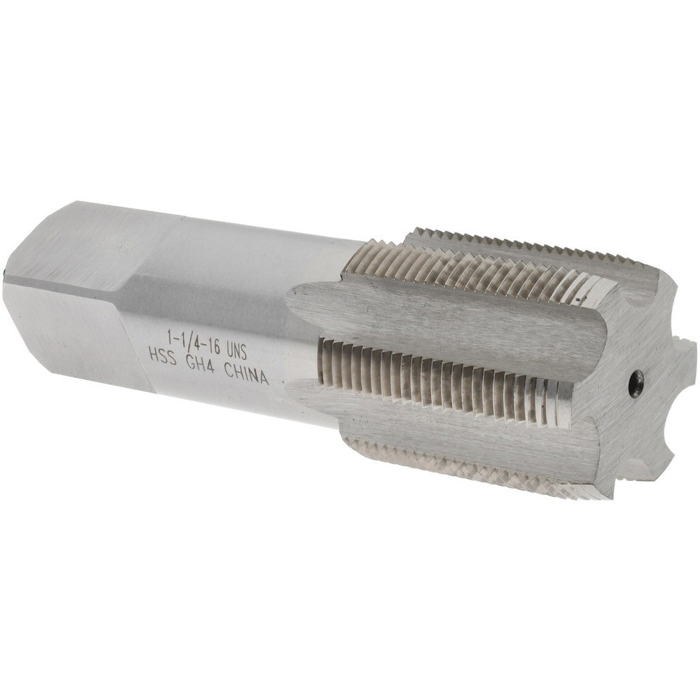 Straight Flute Tap: 1-1/4-16 UNS, 6 Flutes, Plug, 3B Class of Fit, High Speed Steel, Bright/Uncoated