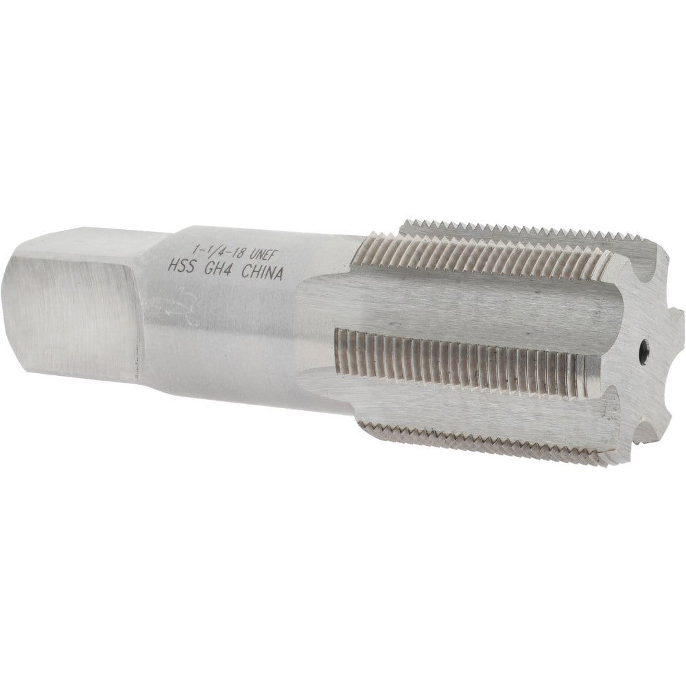 Straight Flute Tap: 1-1/4-18 UNEF, 6 Flutes, Bottoming, 3B Class of Fit, High Speed Steel, Bright/Uncoated