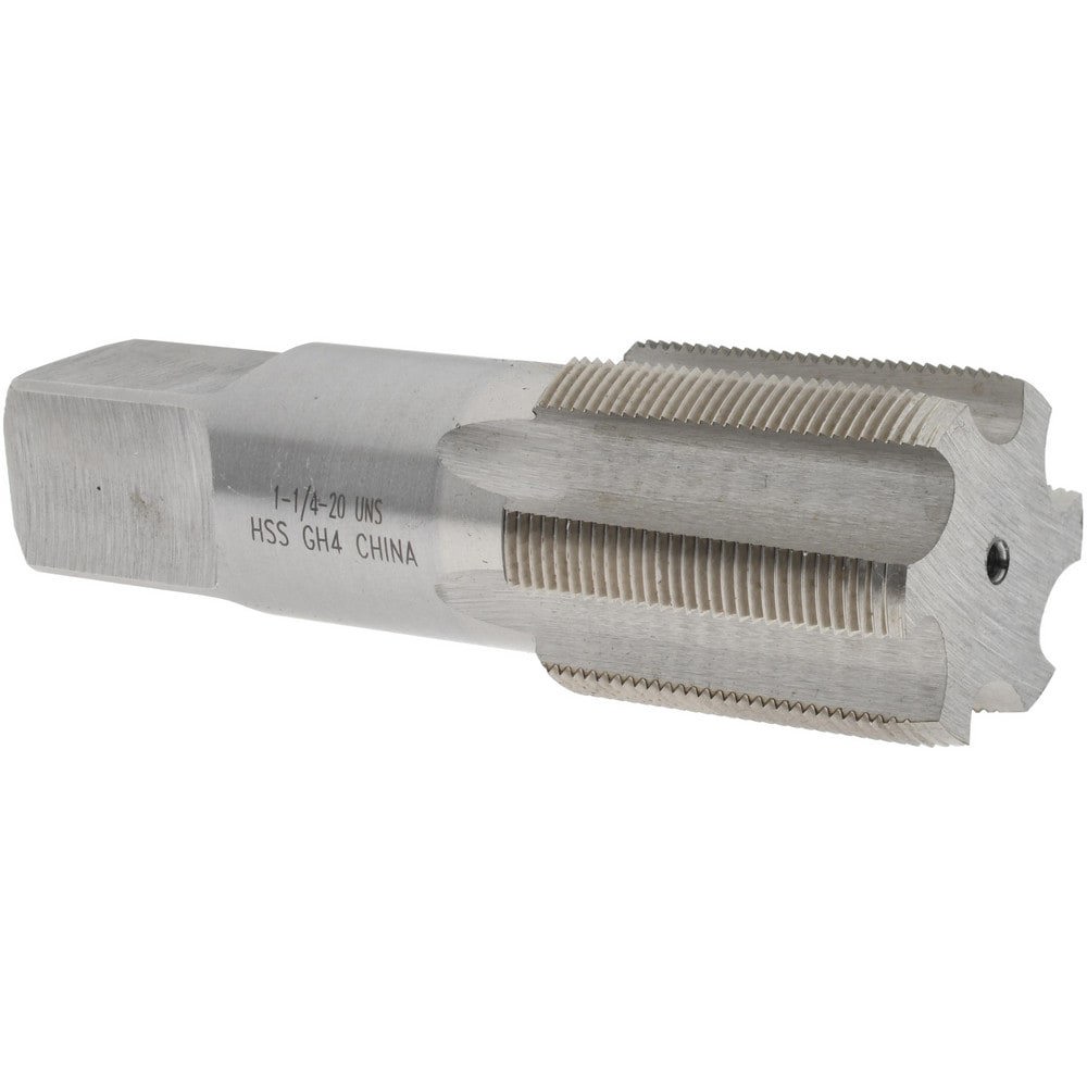 Straight Flute Tap: 1-1/4-20 UNS, 6 Flutes, Plug, 3B Class of Fit, High Speed Steel, Bright/Uncoated