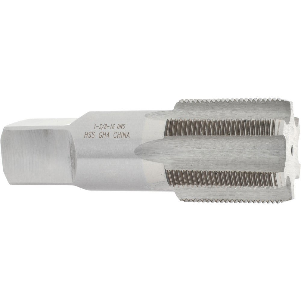 Straight Flute Tap: 1-3/8-16 UNS, 6 Flutes, Bottoming, 3B Class of Fit, High Speed Steel, Bright/Uncoated