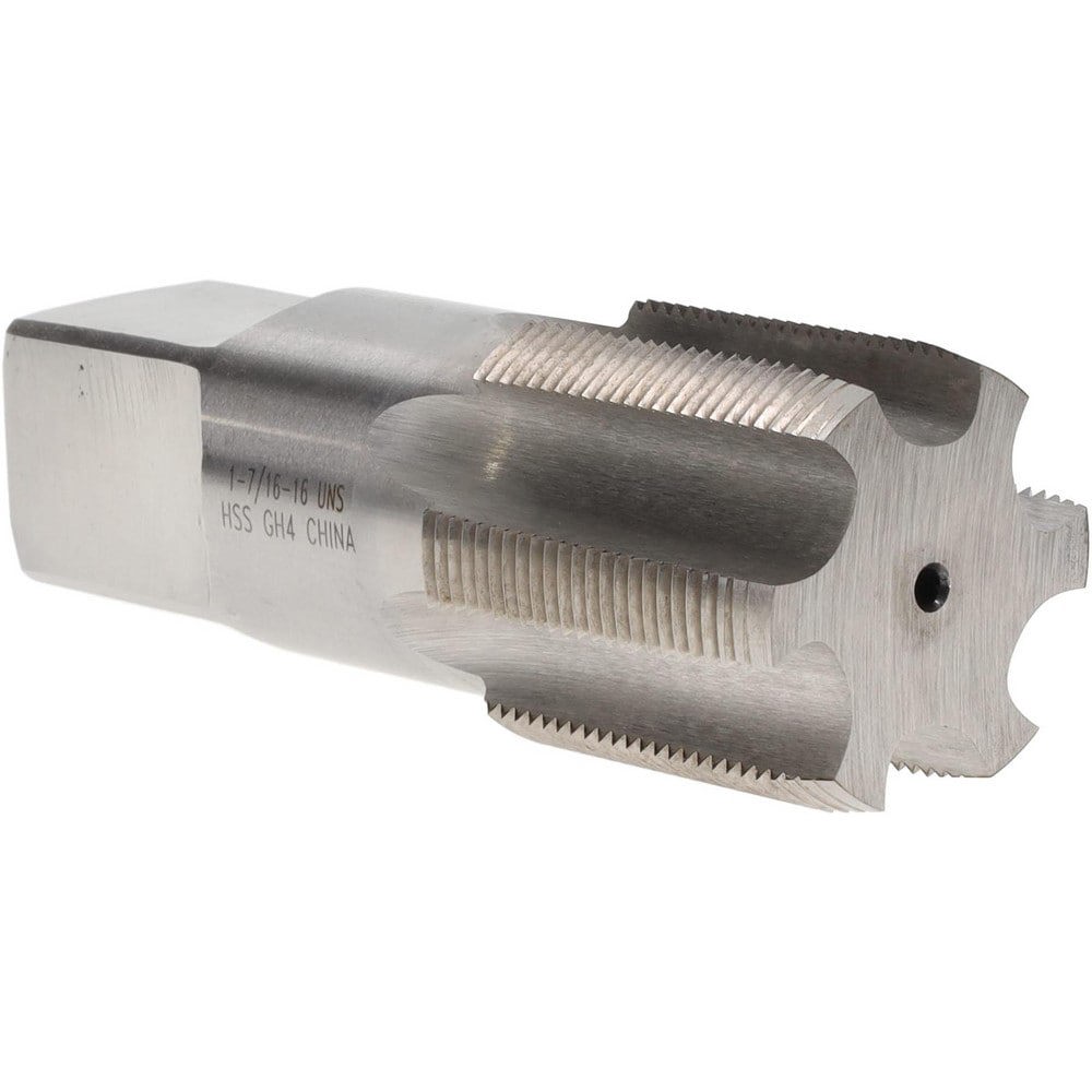 Straight Flute Tap: 1-7/16-16 UNS, 6 Flutes, Plug, 3B Class of Fit, High Speed Steel, Bright/Uncoated