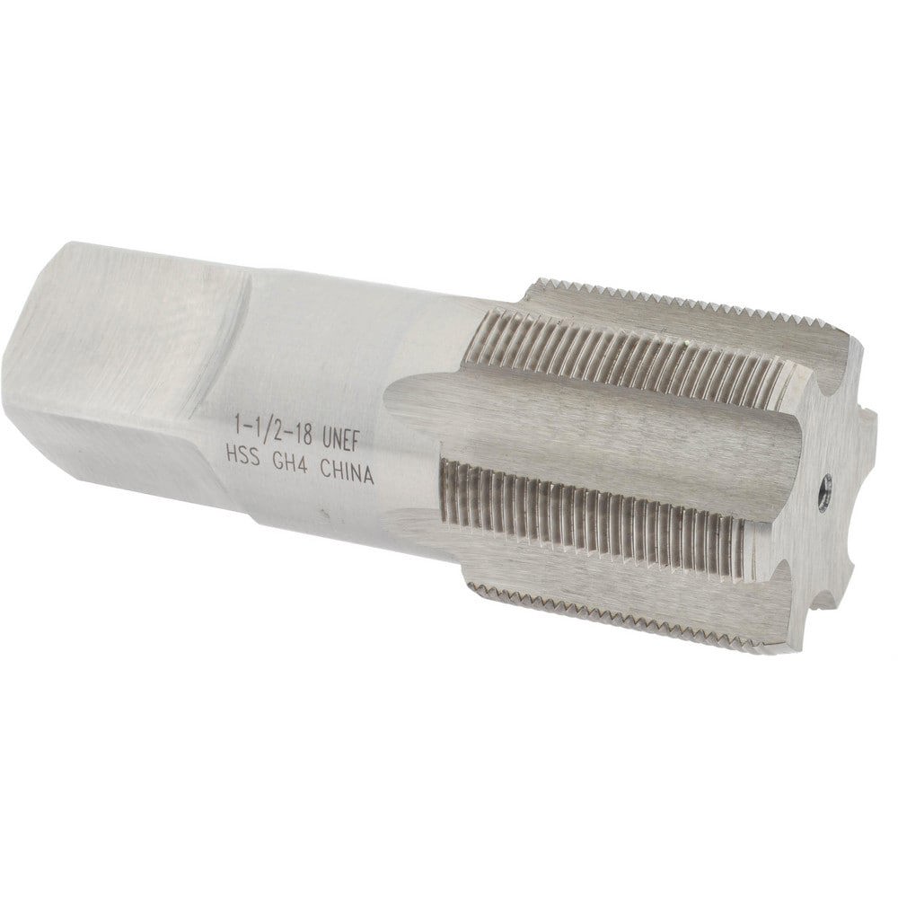 Straight Flute Tap: 1-1/2-18 UNEF, 6 Flutes, Bottoming, 3B Class of Fit, High Speed Steel, Bright/Uncoated