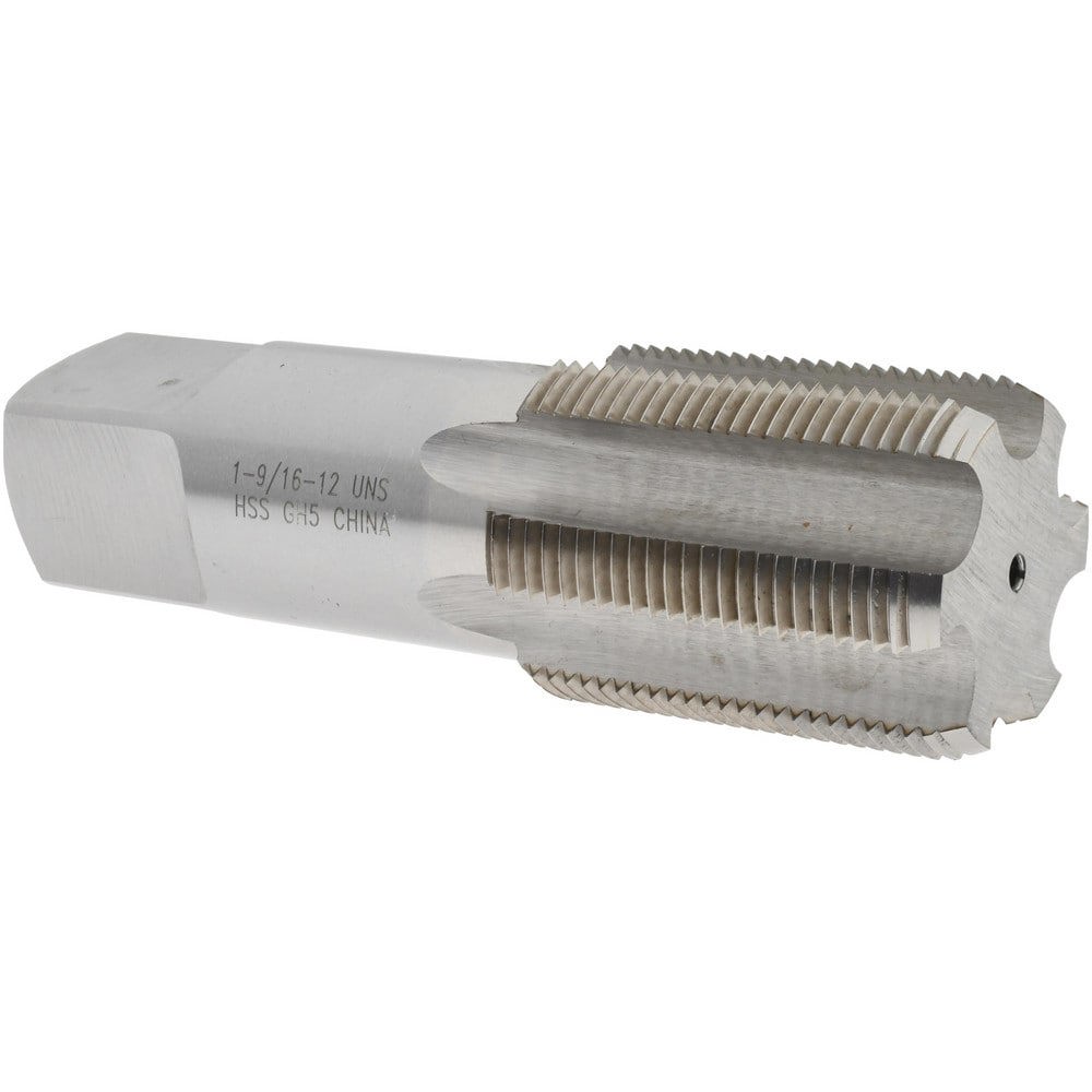 Straight Flute Tap: 1-9/16-12 UNS, 6 Flutes, Bottoming, High Speed Steel, Bright/Uncoated