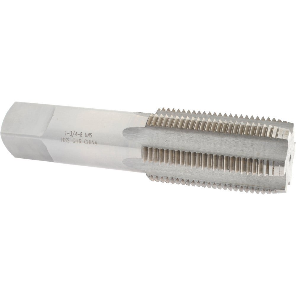 Straight Flute Tap: 1-3/4-8 UNS, 6 Flutes, Plug, High Speed Steel, Bright/Uncoated