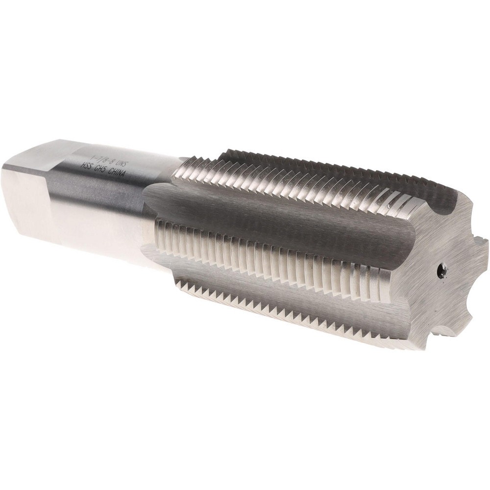 Straight Flute Tap: 1-7/8-8 UNS, 6 Flutes, Plug, High Speed Steel, Bright/Uncoated