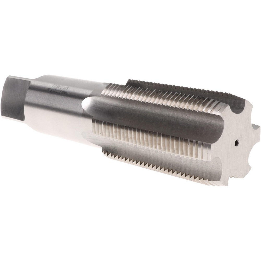 Straight Flute Tap: 2-1/8-8 UNS, 6 Flutes, Plug, High Speed Steel, Bright/Uncoated