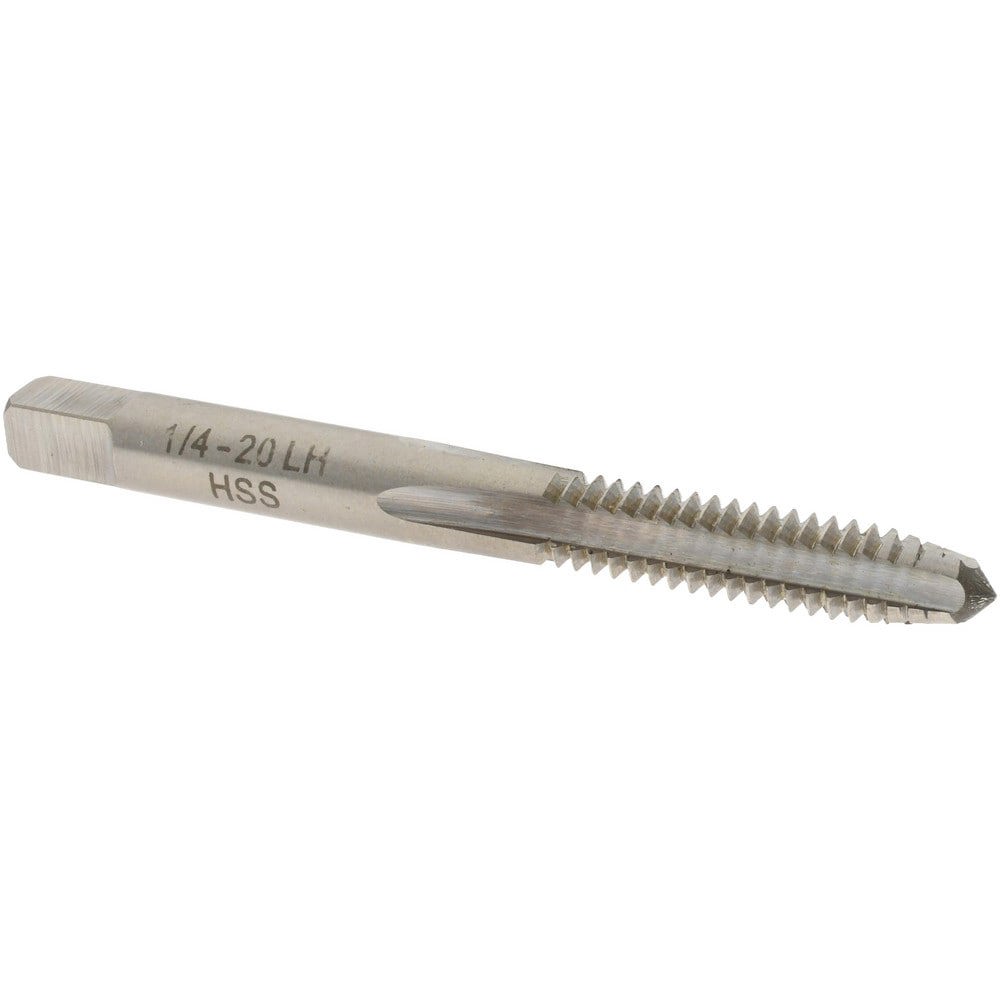 Straight Flute Tap: 1/4-20 UNC, 4 Flutes, Plug, 3B Class of Fit, High Speed Steel, Bright/Uncoated