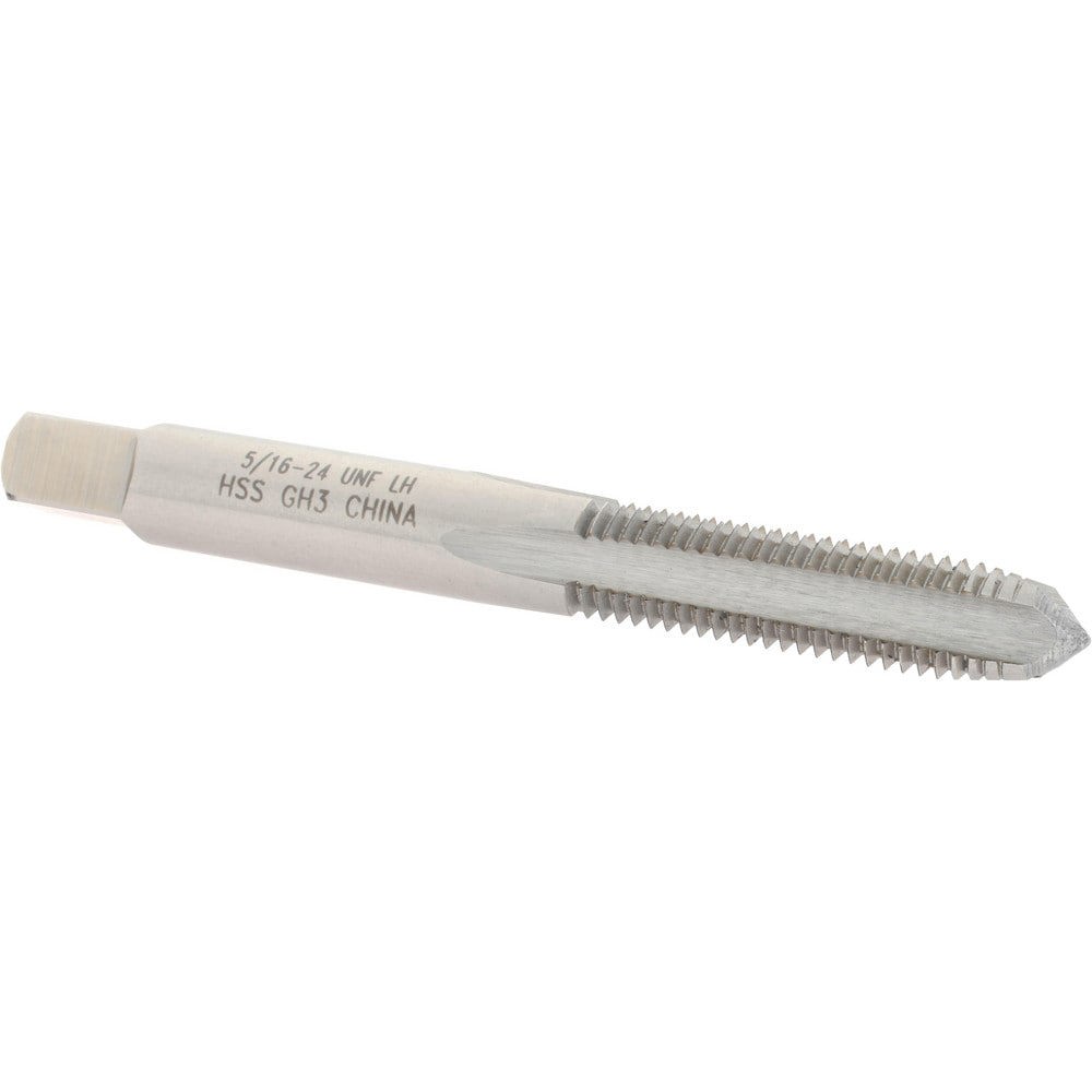 Straight Flute Tap: 5/16-24 UNF, 4 Flutes, Plug, 3B Class of Fit, High Speed Steel, Bright/Uncoated