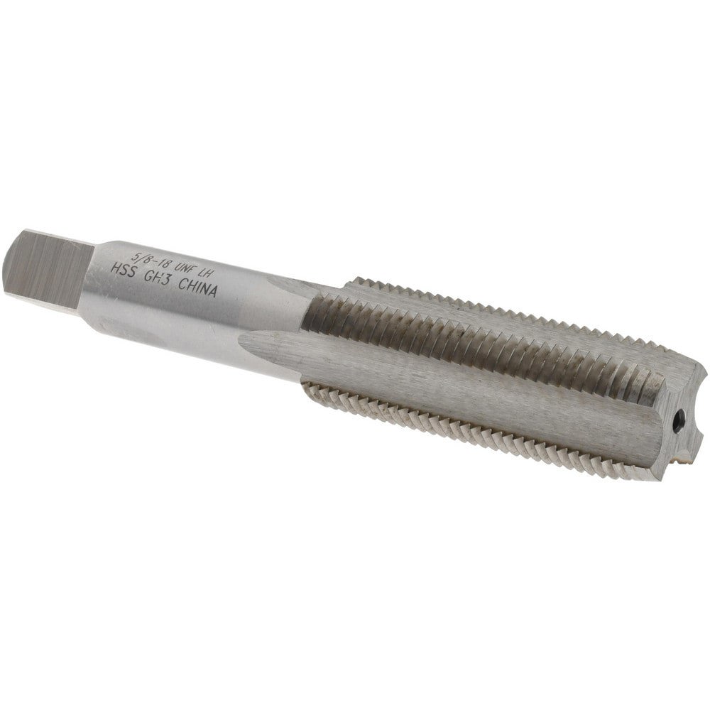 Straight Flute Tap: 5/8-18 UNF, 4 Flutes, Plug, 3B Class of Fit, High Speed Steel, Bright/Uncoated