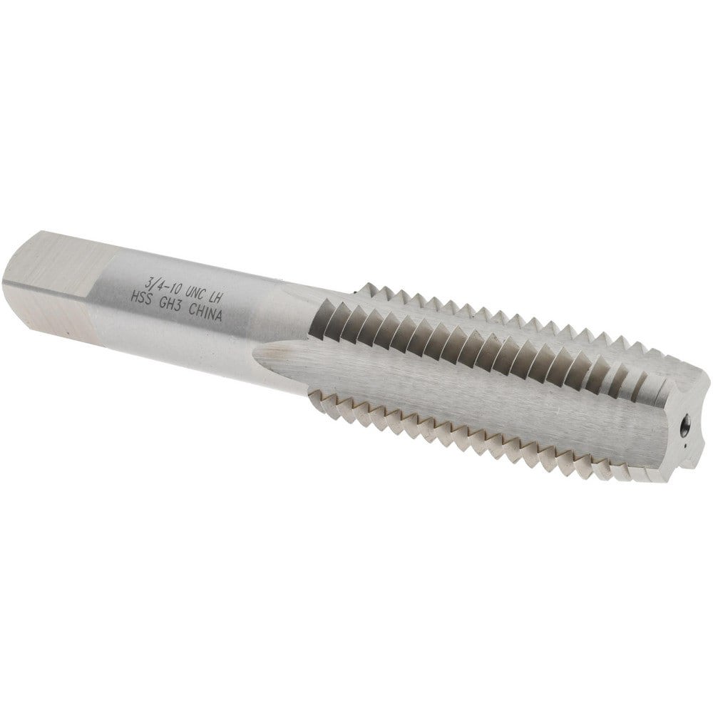 Straight Flute Tap: 3/4-10 UNC, 4 Flutes, Plug, High Speed Steel, Bright/Uncoated