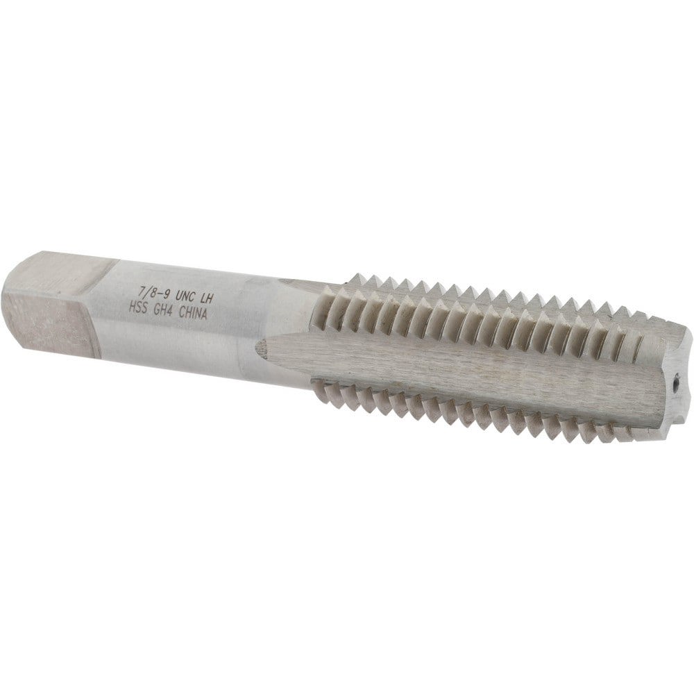 Straight Flute Tap: 7/8-9 UNC, 4 Flutes, Plug, 3B Class of Fit, High Speed Steel, Bright/Uncoated