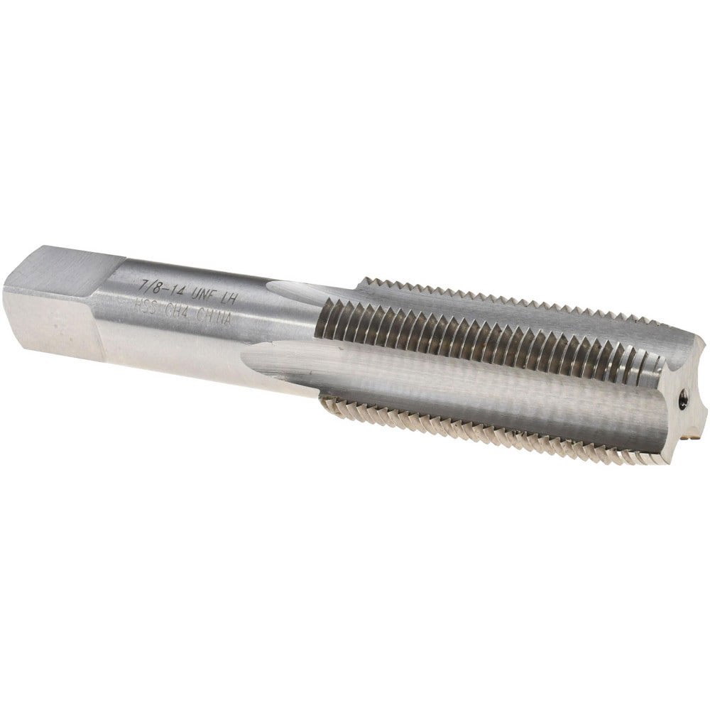 Straight Flute Tap: 7/8-14 UNF, 4 Flutes, Plug, 3B Class of Fit, High Speed Steel, Bright/Uncoated