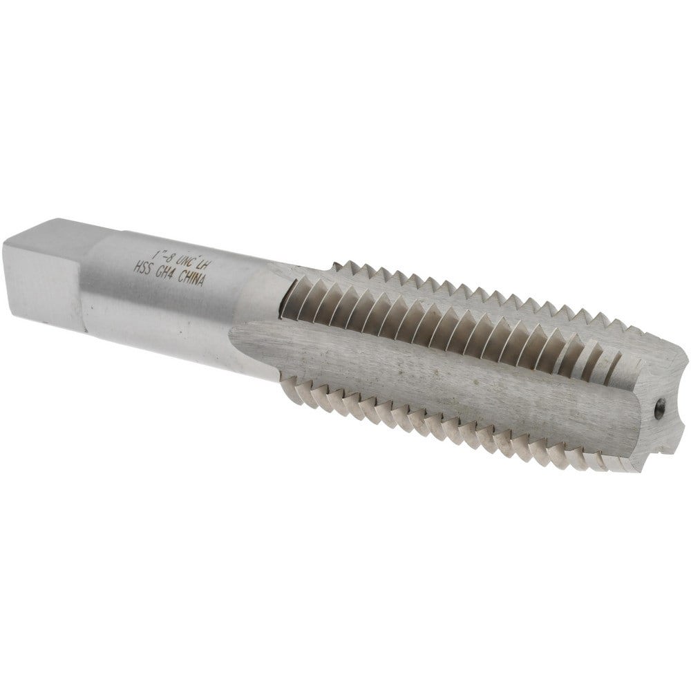 Straight Flute Tap: 1-8 UNC, 4 Flutes, Plug, 3B Class of Fit, High Speed Steel, Bright/Uncoated