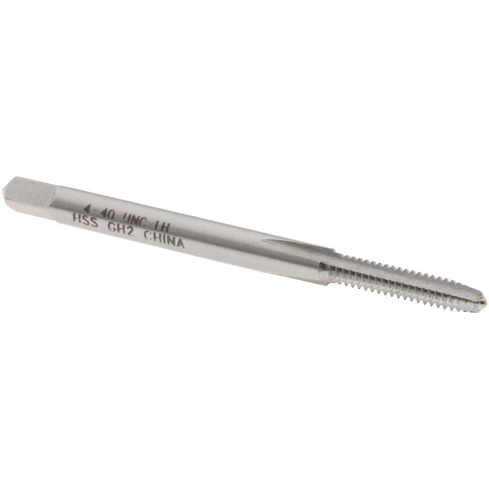 Straight Flute Tap: #4-40 UNC, 3 Flutes, Plug, 2B/3B Class of Fit, High Speed Steel, Bright/Uncoated