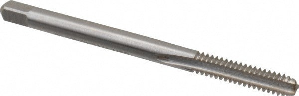 Straight Flute Tap: #6-32 UNC, 3 Flute, Bottoming Chamfer, 2B Class of Fit, High-Speed Steel, Bright/Uncoated Finish