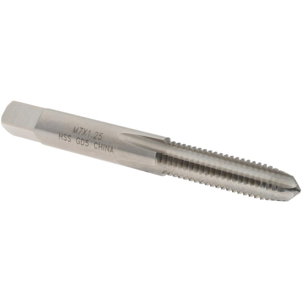 Straight Flute Tap: M7x1.25 Metric Special, 4 Flutes, Plug, 6H Class of Fit, High Speed Steel, Bright/Uncoated