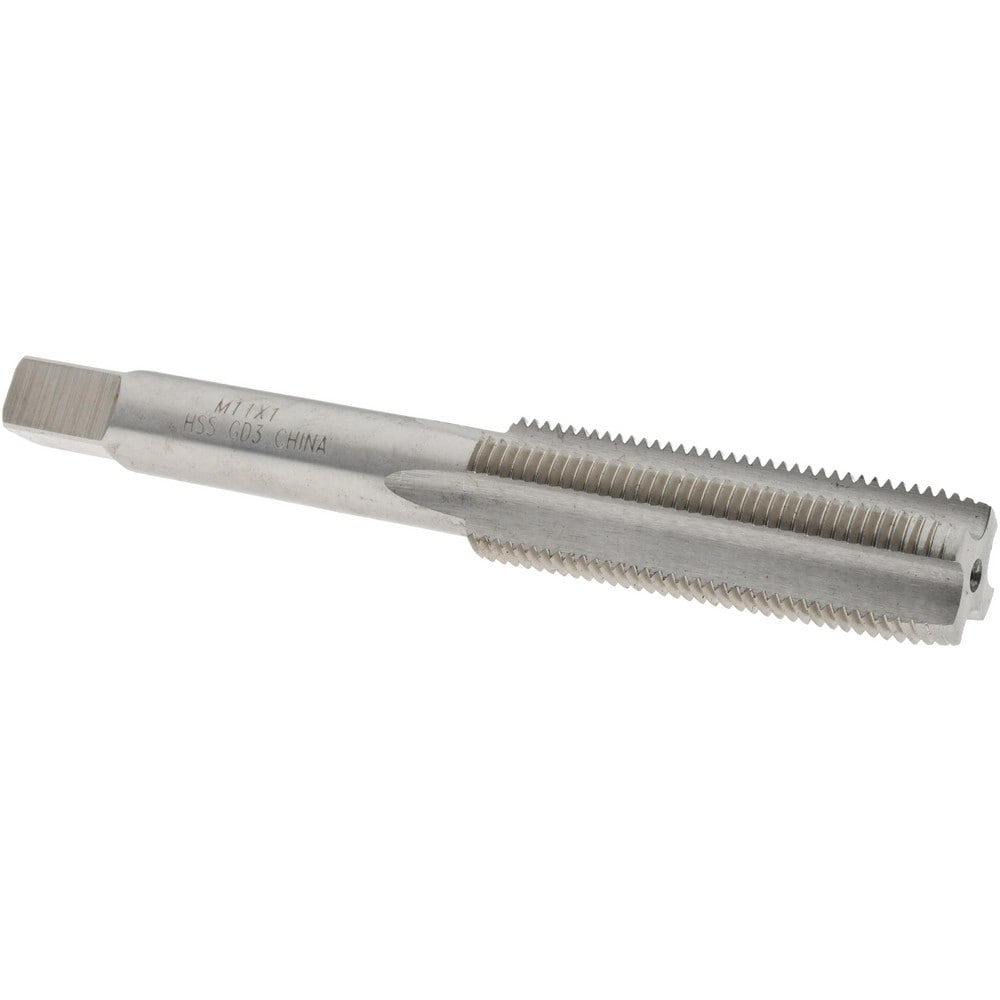 Straight Flute Tap: M11x1.00 Metric Fine, 4 Flutes, Plug, High Speed Steel, Bright/Uncoated