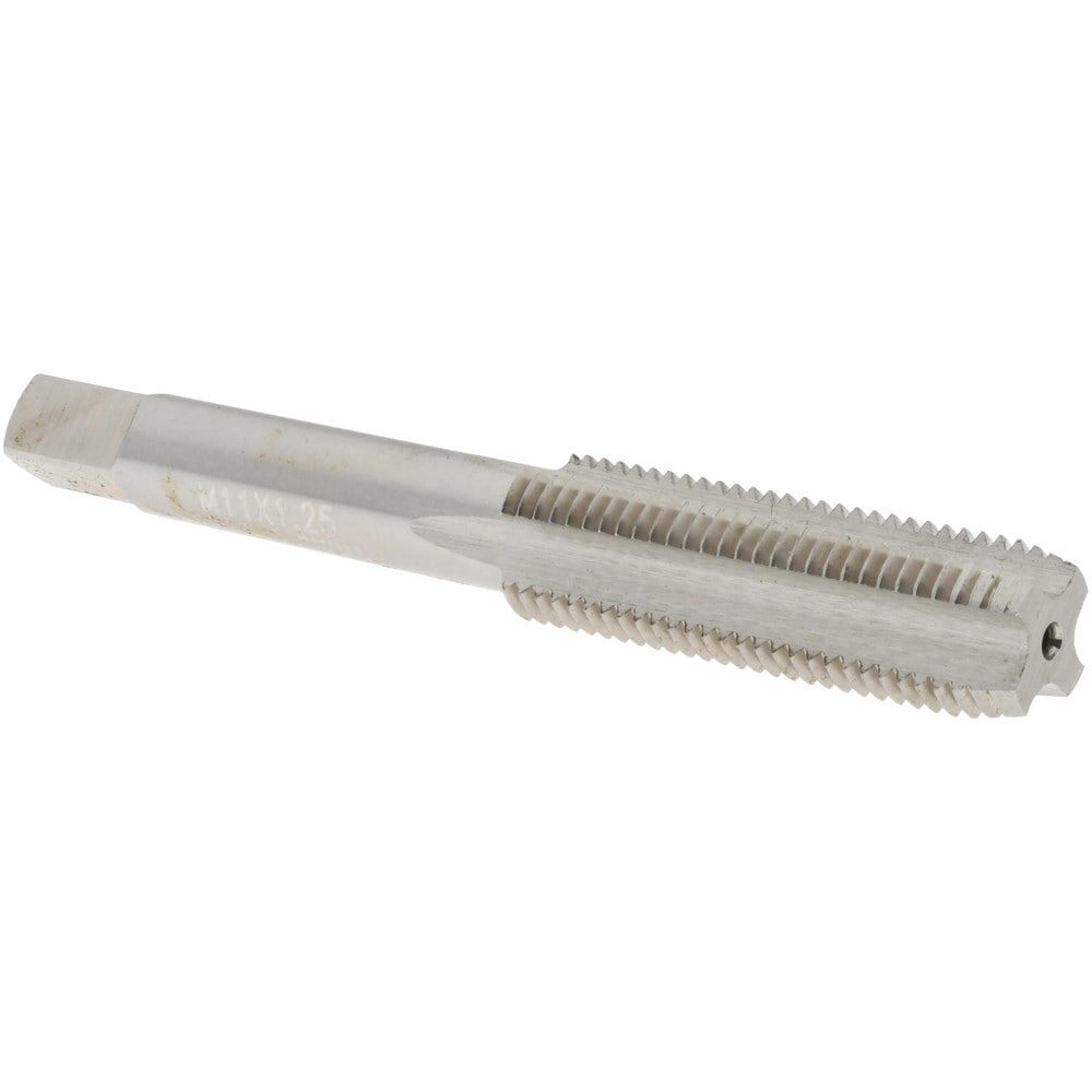 Straight Flute Tap: M11x1.25 Metric Fine, 4 Flutes, Plug, 6H Class of Fit, High Speed Steel, Bright/Uncoated