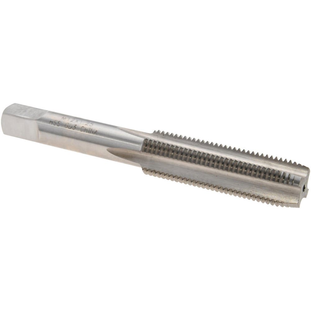 Straight Flute Tap: M12x1.25 Metric Fine, 4 Flutes, Plug, High Speed Steel, Bright/Uncoated