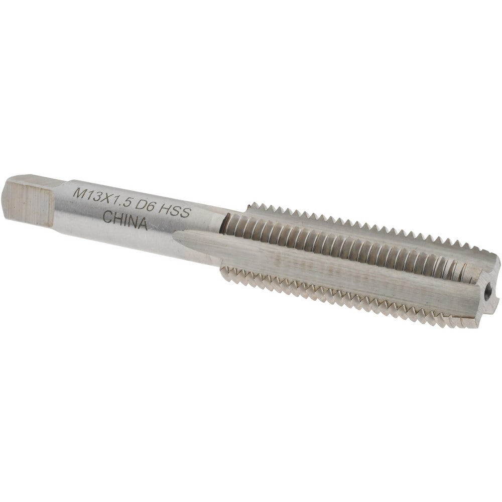 Straight Flute Tap: M13x1.50 Metric Special, 4 Flutes, Plug, 6H Class of Fit, High Speed Steel, Bright/Uncoated