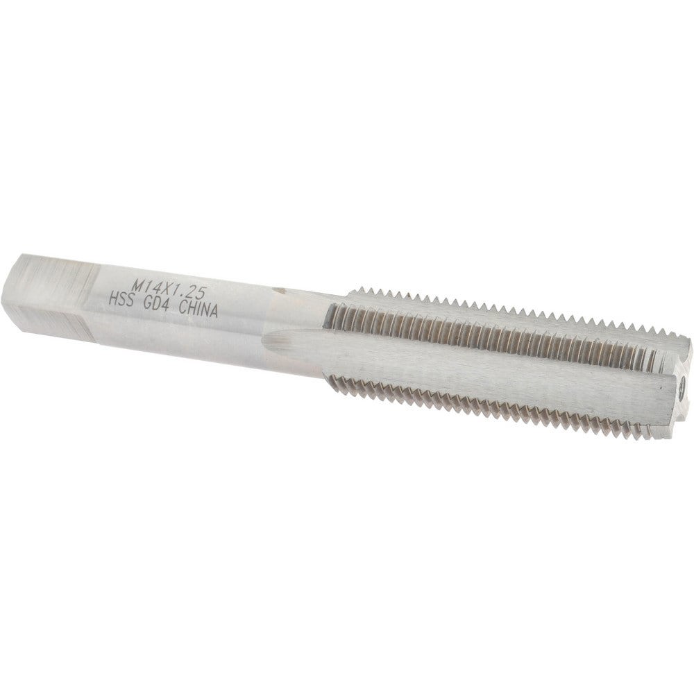 Straight Flute Tap: M14x1.25 Metric Fine, 4 Flutes, Plug, High Speed Steel, Bright/Uncoated
