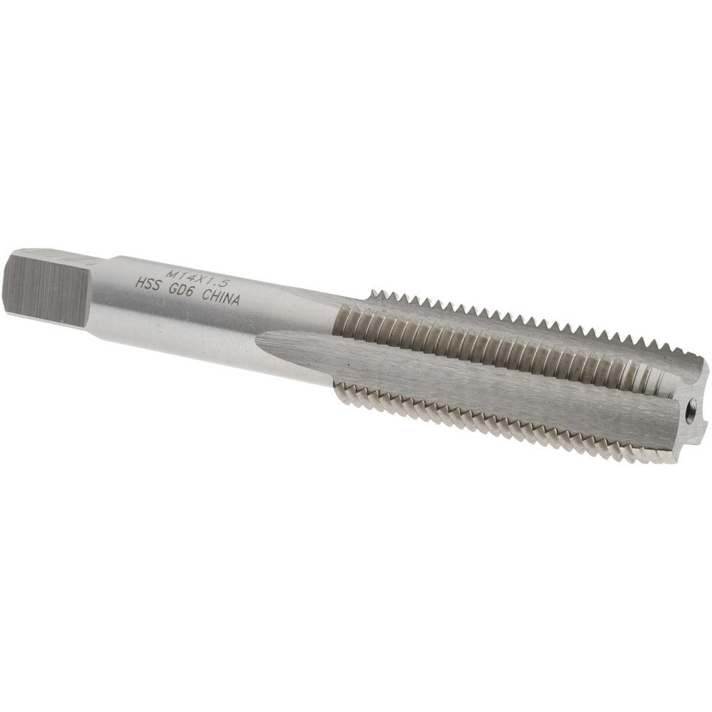 Straight Flute Tap: M14x1.50 Metric Fine, 4 Flutes, Plug, High Speed Steel, Bright/Uncoated