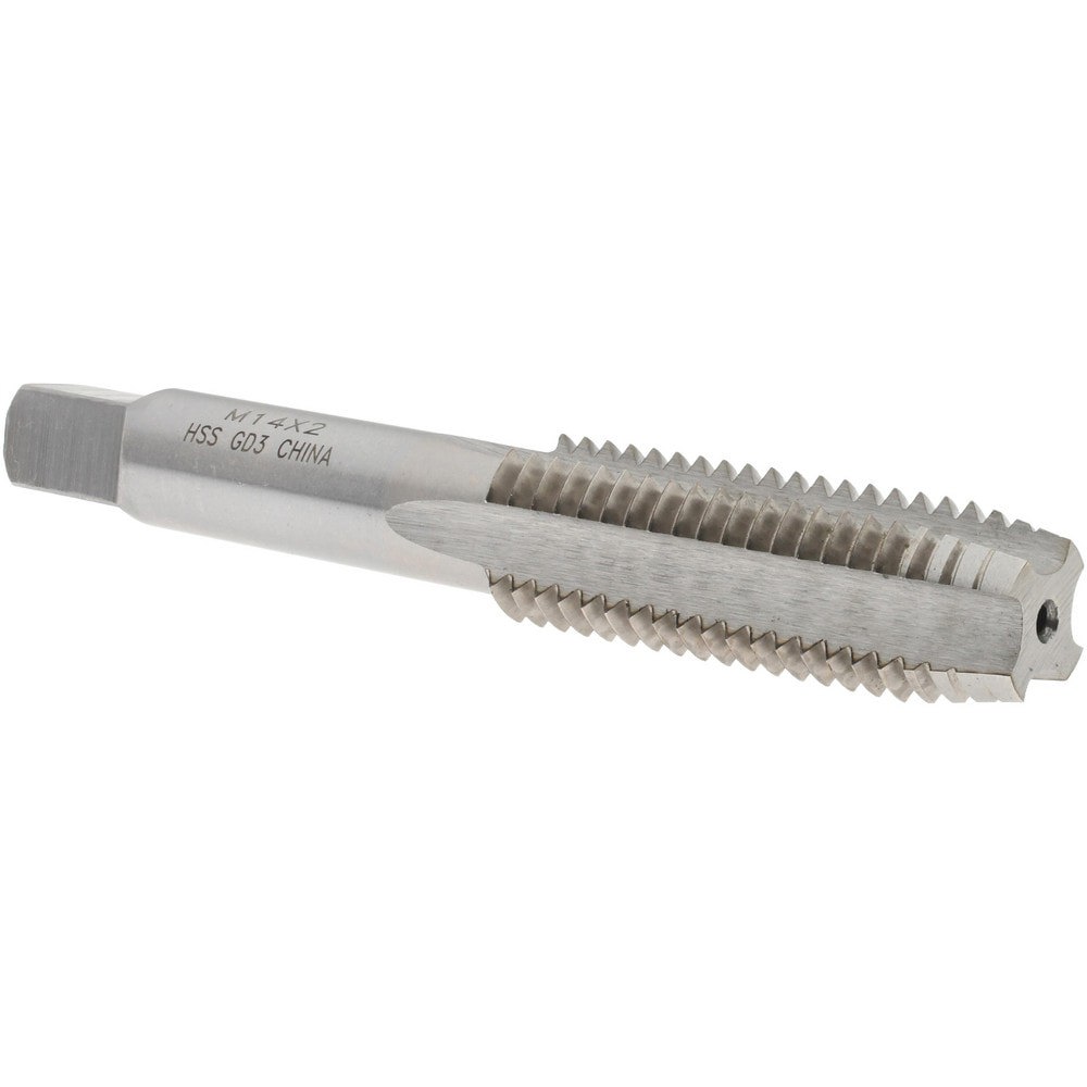 Straight Flute Tap: M14x2.00 Metric Coarse, 4 Flutes, Plug, High Speed Steel, Bright/Uncoated