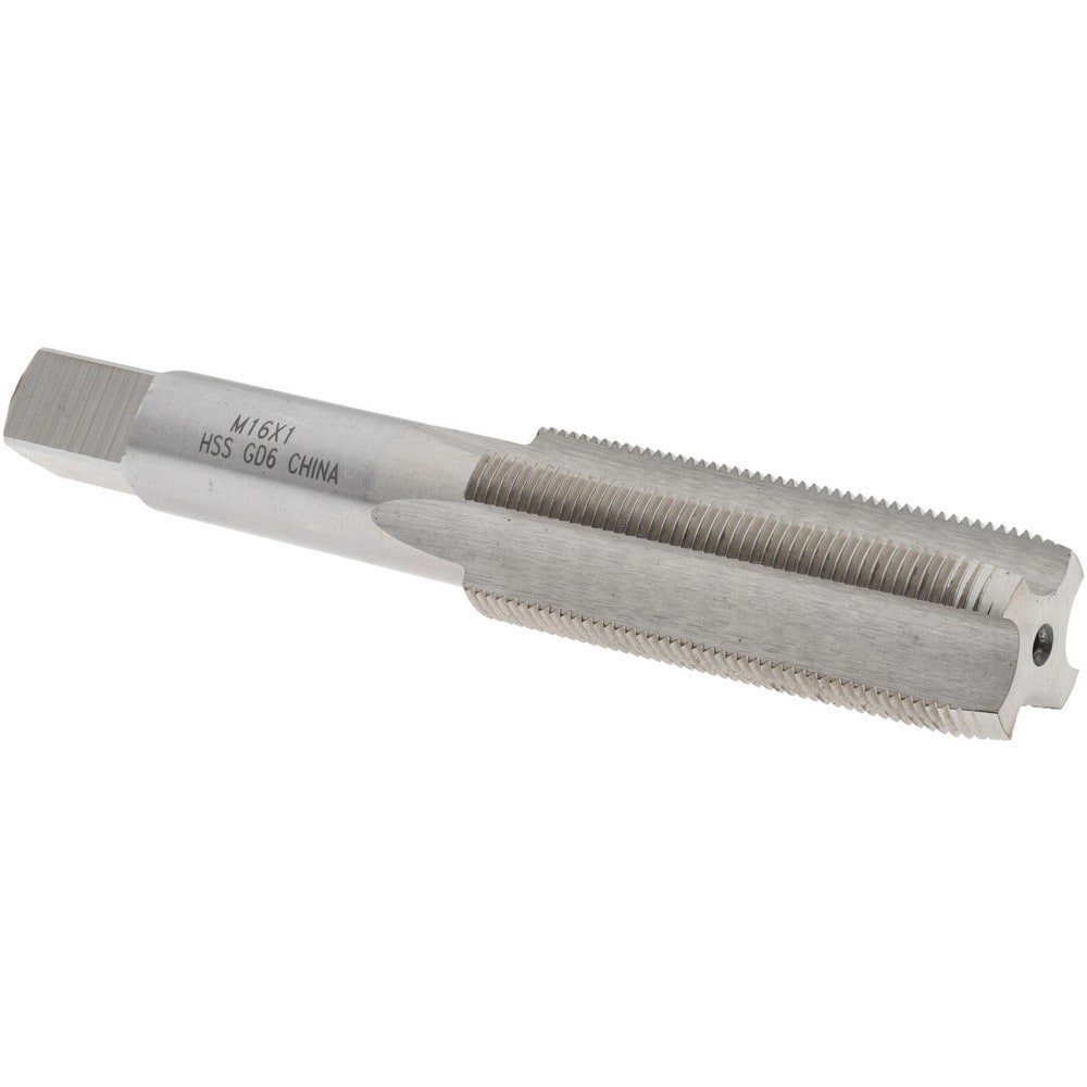 Straight Flute Tap: M16x1.00 Metric Fine, 4 Flutes, Plug, High Speed Steel, Bright/Uncoated